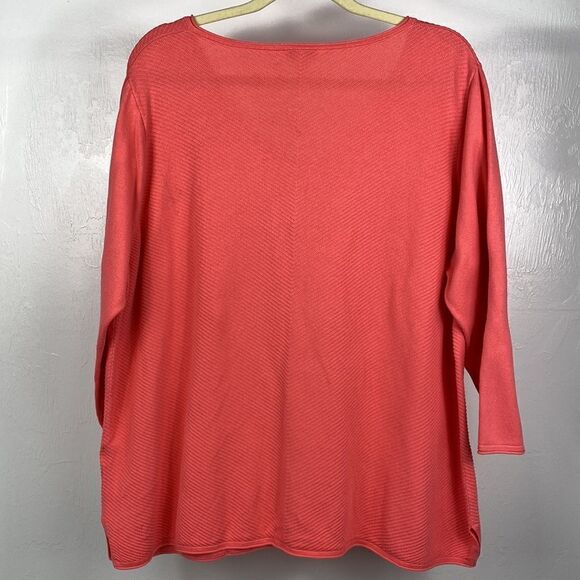 Talbots 100% cotton pink knit 3/4 sleeve pullover sweatshirt size 2X - Picture 4 of 8